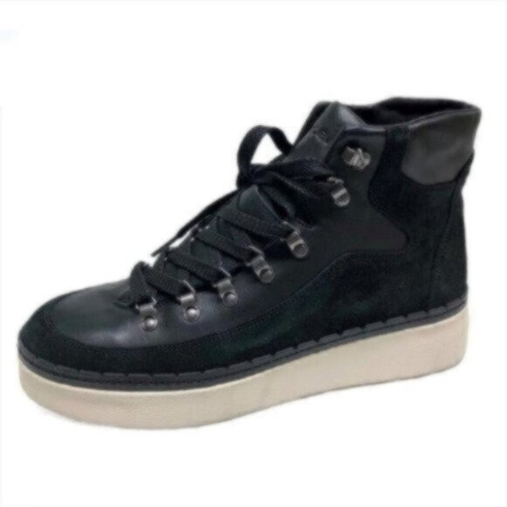 NEW Vince Black Leather Suede High-Top Sneakers 9